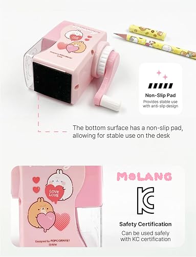 Miniatura 3 de MOLANG - Sacapuntas de bonito diseño  sacapuntas manual para oficina suministros para estudiantes regalo para niños rosa