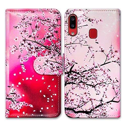 Bcov Galaxy A20 Wallet Case,Galaxy A30 Flip Case, Red Plum Blossom Folio Leather Case Cover with Credit Card Slot ID Card Holder Kickstand for Galaxy A20 A30