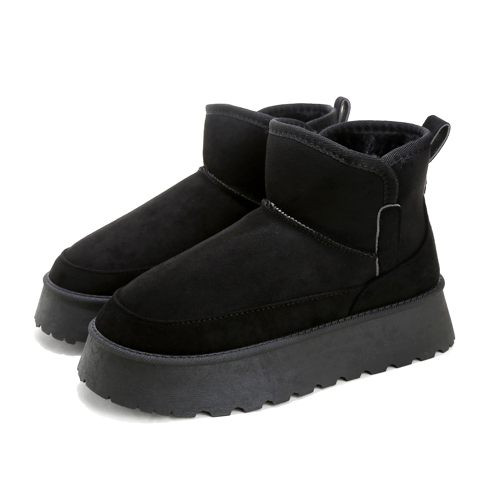 Jifenkla Stivali da Neve Donna,Design in pizzo a onde alla moda,Foderato Caldo Stivaletti invernali,Antiscivolo Impermeabili suola in gomma,Leggerie Comode Pelliccia Breve Scarpe,Outdoor