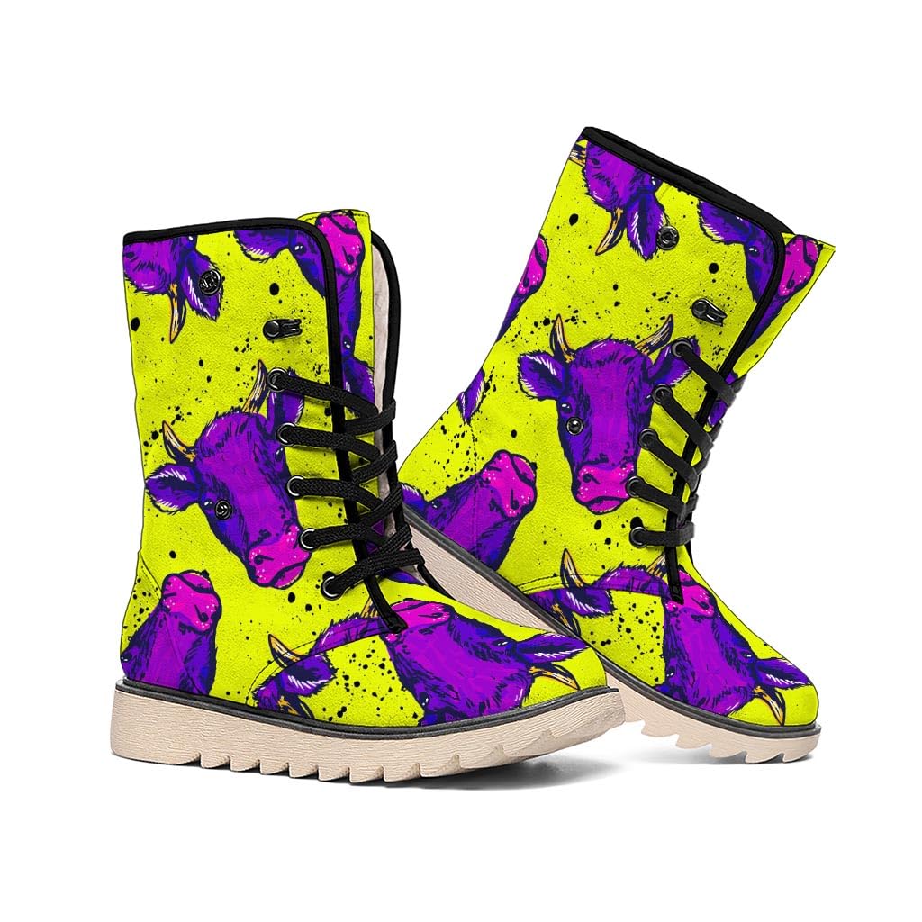 Hot Pink Hibiscus Tropical Pattern Print Winter Boots
