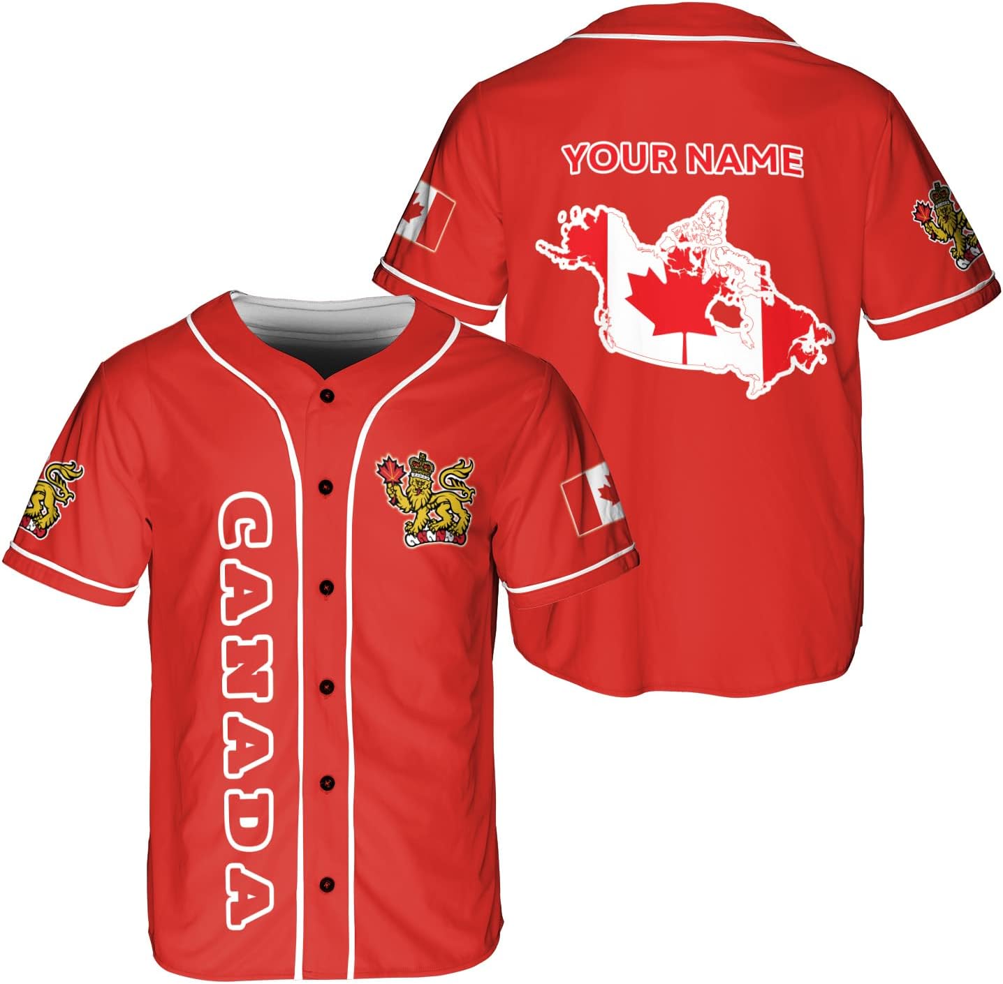 Podagree Personalized Canada Baseball Jersey Shirt Canada Pride Flag Canadian Maple Leaf Jersey Soccer for Men and Women