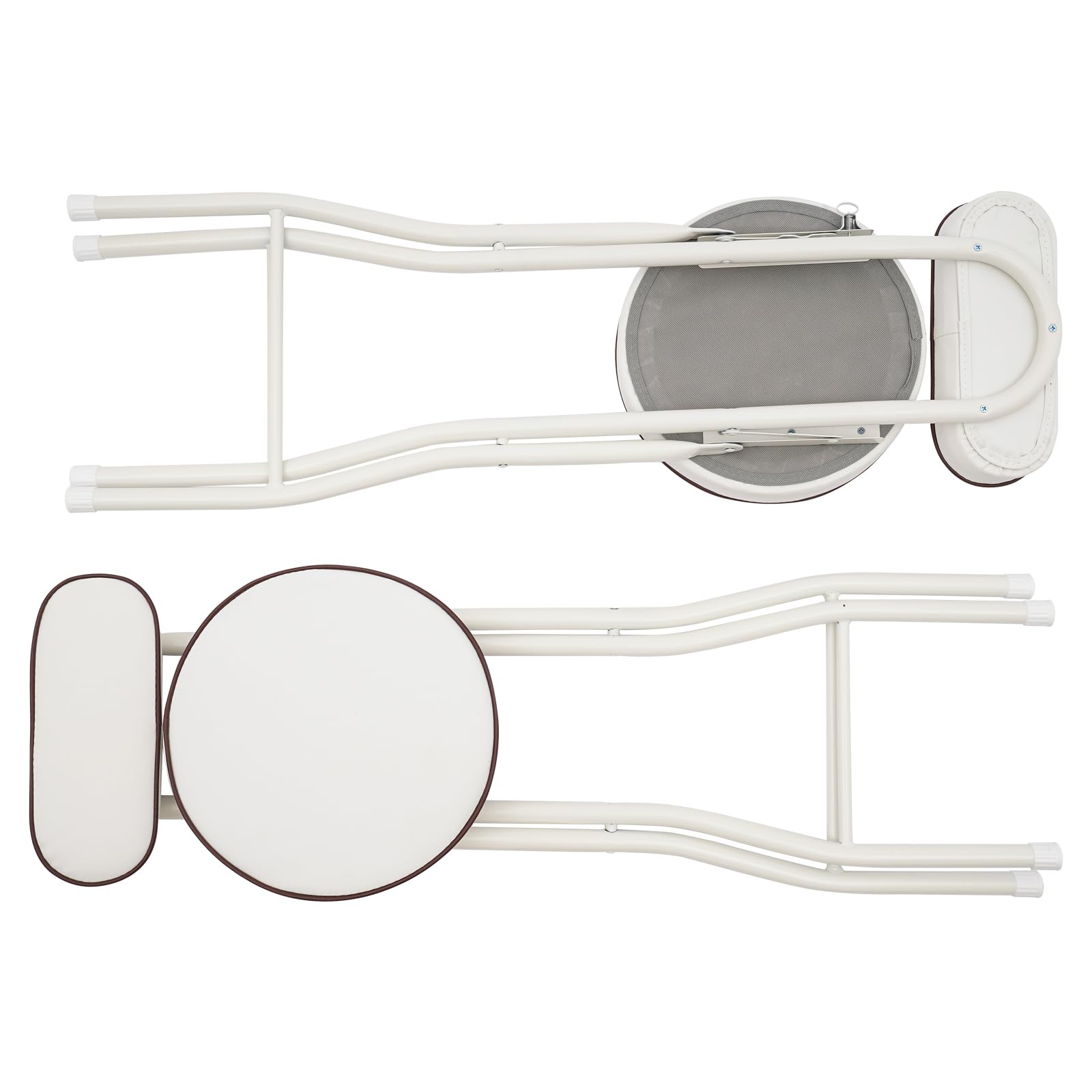 Sgabello pieghevole da bar, bianco, moderno, pieghevole, con imbottitura e schienale, set da 2 pezzi, piedini antiscivolo, blocco sicuro, cucina, balcone, campeggio, 88 x 40 x 26 cm