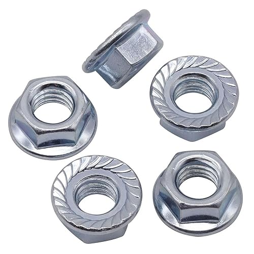 Miniatura 10 de M5-0.8 Tuercas hexagonales con cabeza de arandela dentada DIN 6923, tuercas hexagonales con arandela de brida dentada para reemplazar arandela