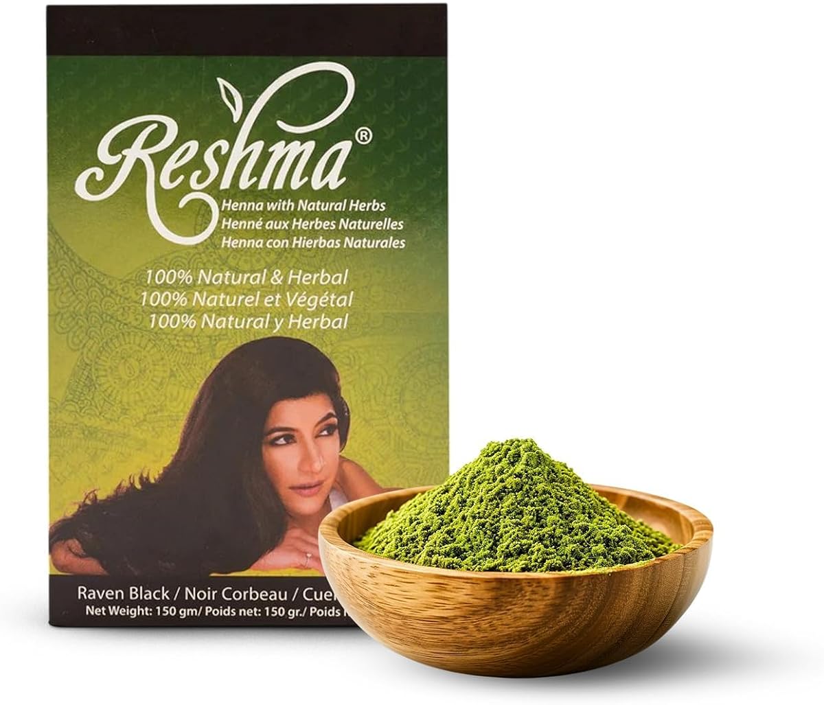Reshma Beauty 100% Pure Henna Powder 150 Grams Natural Deep Black/Raven Hair Color Chemical Free Plant-Based Hair Dye for Gray Coverage - Henna & Indigo with Herbal Extracts Mehndi (1 Pack)