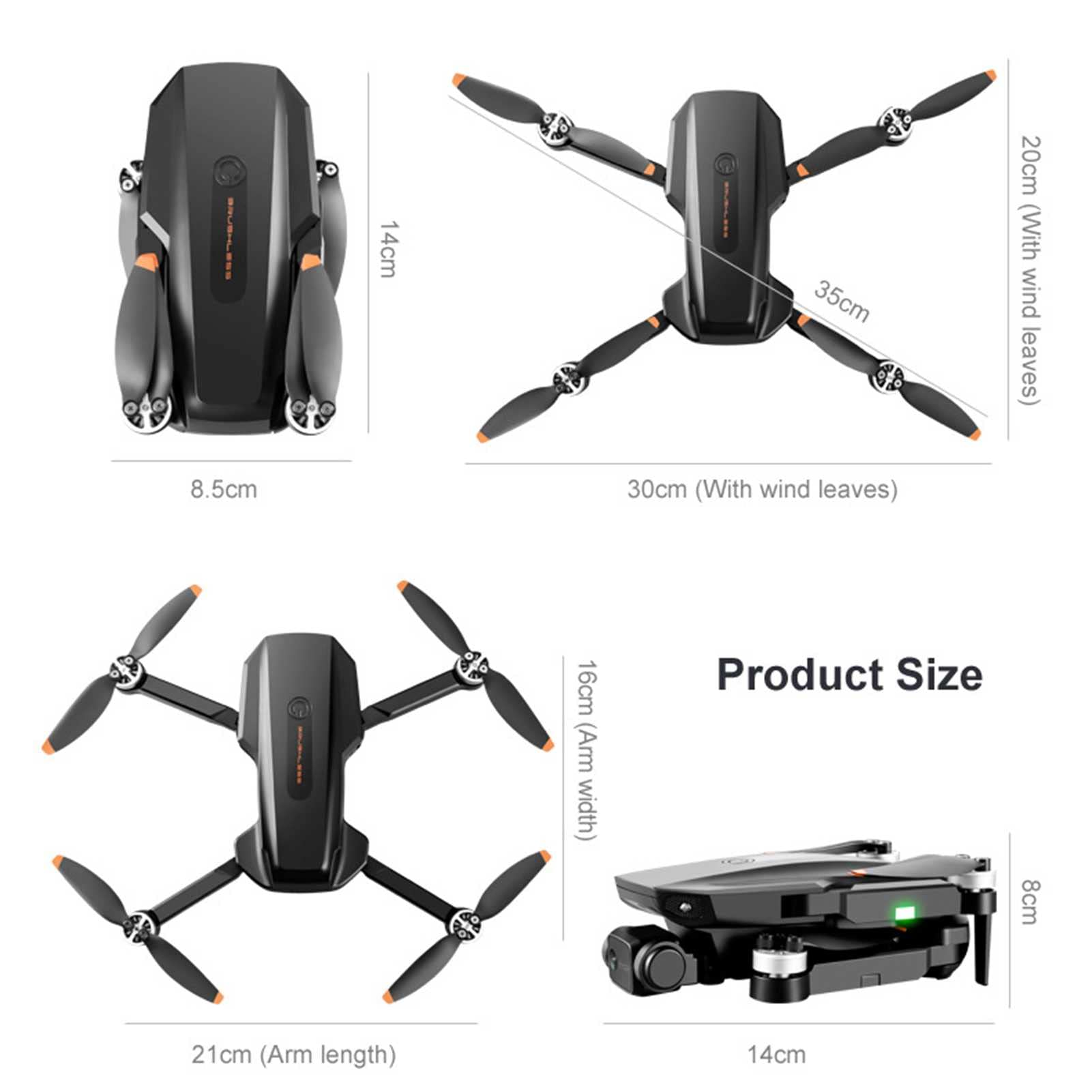 Drony z kamerą dla dorosłych 6K GPS Foldable 5G Quadcopter for Beginners with Optical Flow Positioning Auto Return Home Follow Me Brushless Motor 25 Mins Long Flight Time (Black 2 BATTERIES)