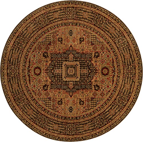 Rugs.com Amina Collection Rug – 6' Round Brown Flatweave Rug Perfect for Kitchens, Dining Rooms