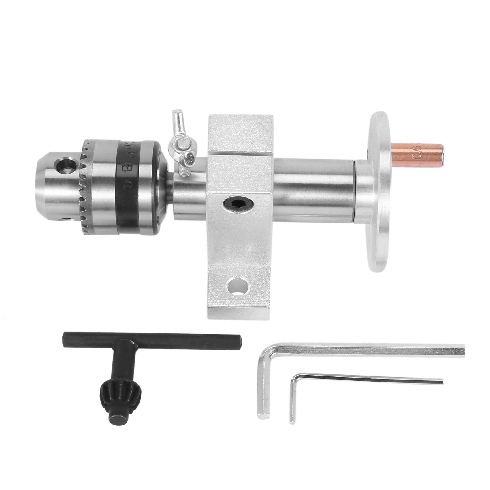 Lahdrhab Silver Live Lathe Center With Chuck Diy Accessories For Mini Lathe Machine Revolving Centre Woodworking Tool