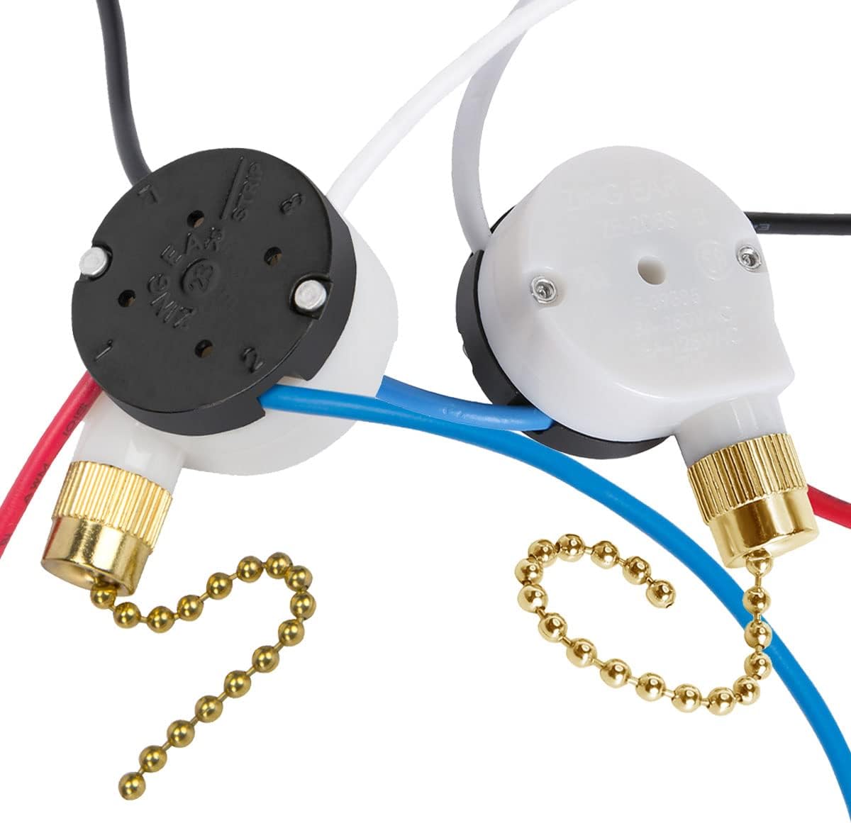 Ceiling Fan Switch 2PCS Zing Ear ZE208S E89885 3 Speed 4 Wire Fan