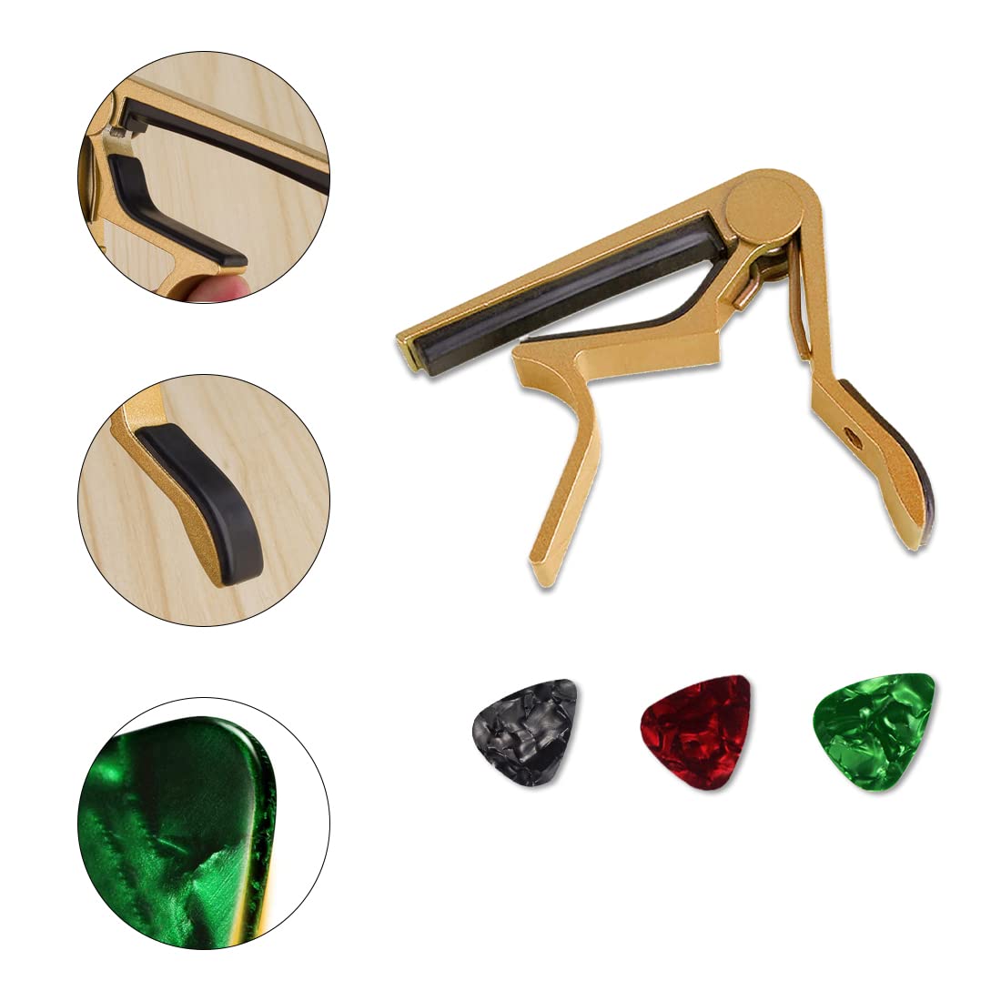 Set 15 Plettri Chitarra Celluloide - Spessori 0.5, 0.75 E 1.0 Mm Con Scatola Portaplettri - Foto 2