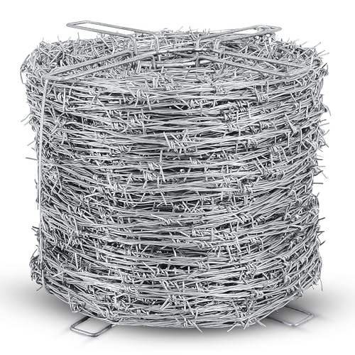 330 FT (100 M) Roll of Real Barbed Wire Fence | 4 Point | 16 Gauge (1.6mm) Heavy Duty | 5” Spacing Between barbs | Strong and Sturdy | 1 roll of 330 FT (BW100 Meter)