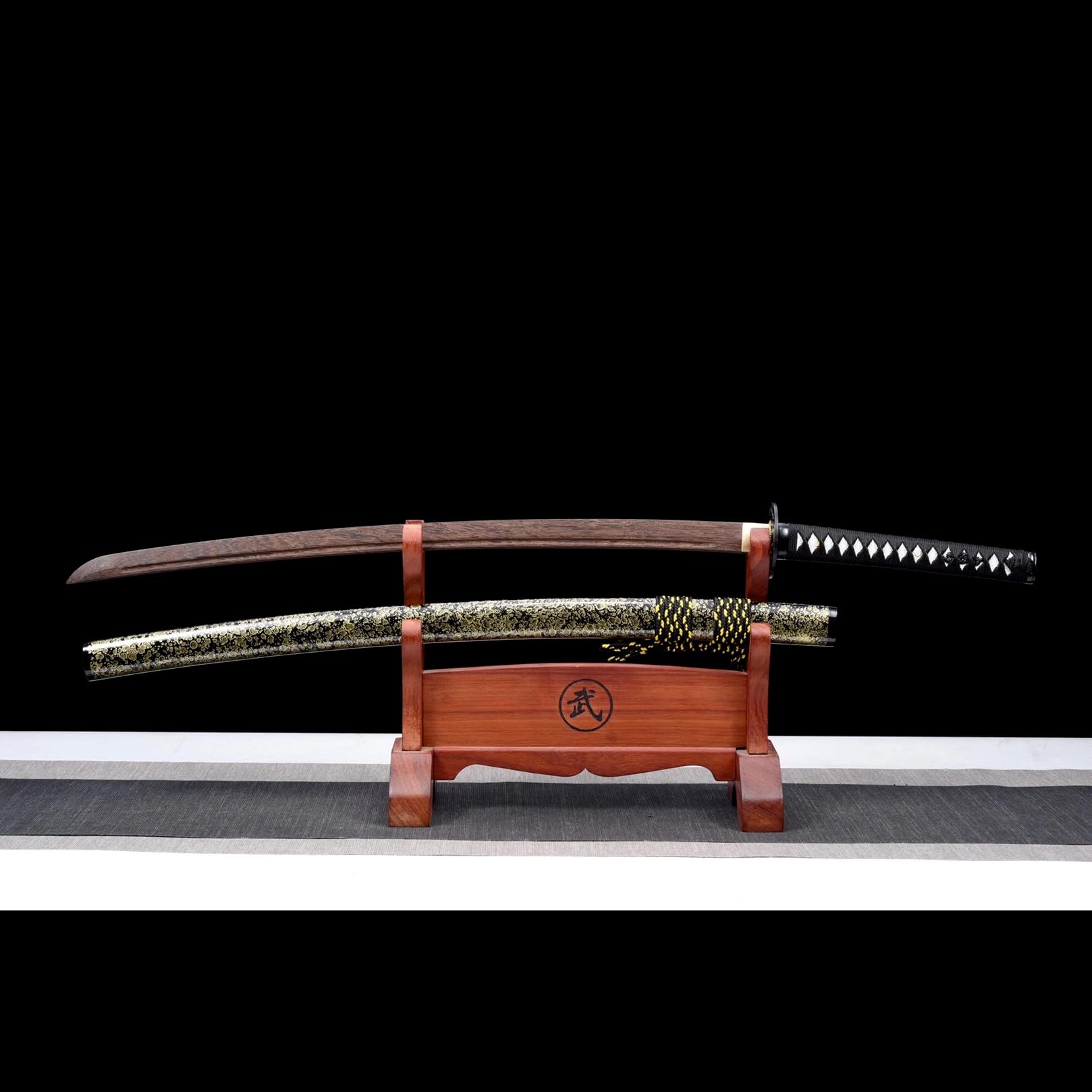 Espada samurái de Madera con Vaina, Hoja de Palisandro Natural, Katana Hecha a Mano para Kendo, Cosplay, Regalo