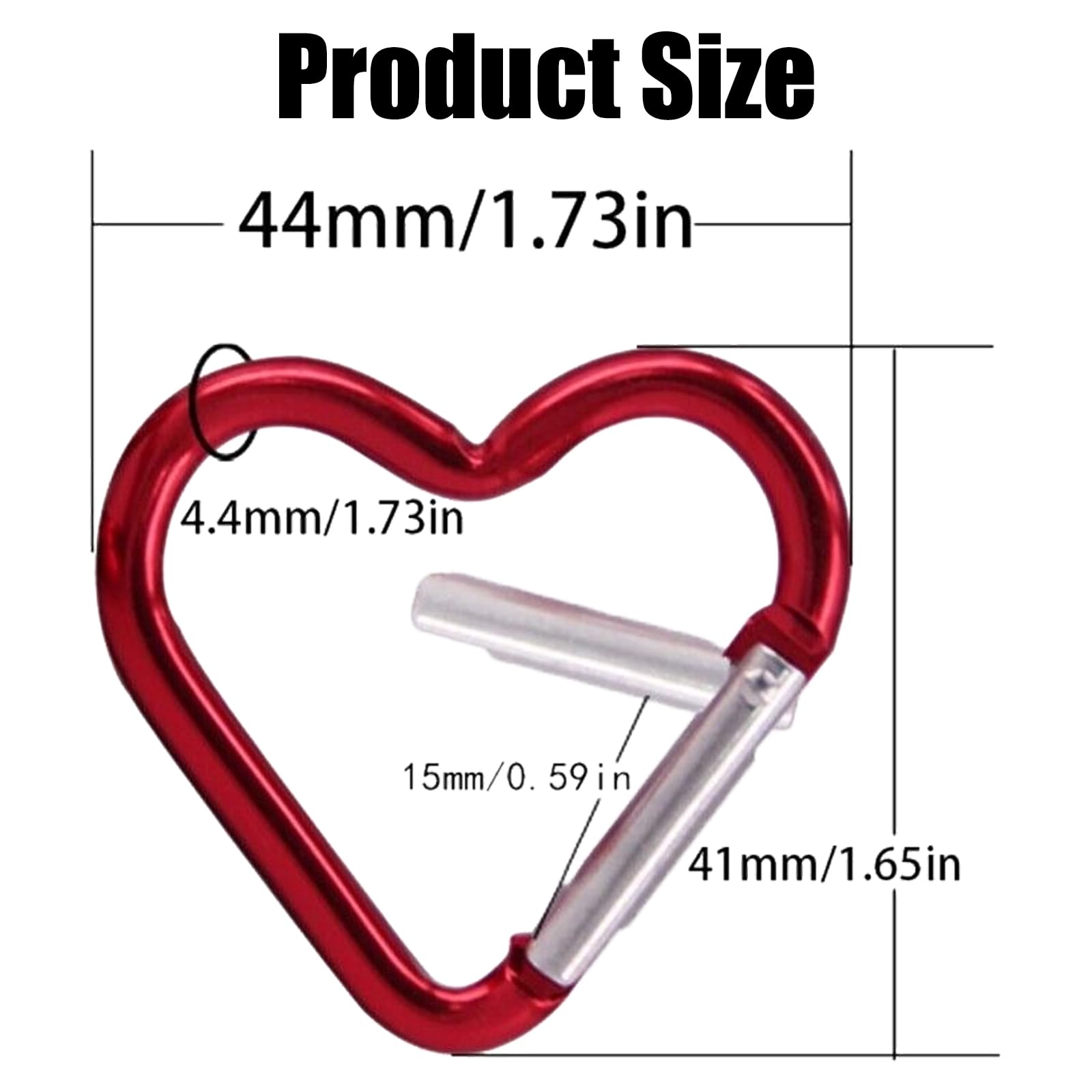 Mosquetón de Corazón,Mosquetón en Forma de Corazón,Mosquetones de Aluminio con Forma de corazón,Hebilla pequeña Multifuncional de 20 Piezas, Duradera, no se oxida fácilmente