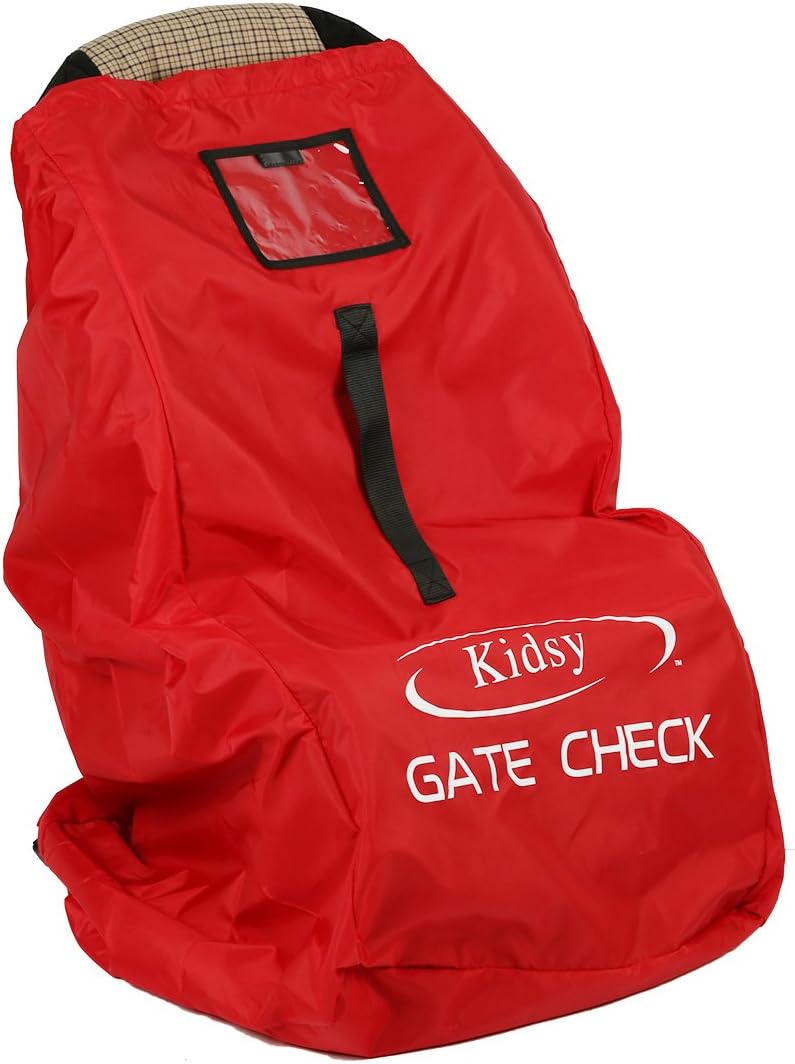 Car Seat Travel Bag Heavy Duty Gate Check Bag for Air Travel, Carry Your Child's Car Seat Without Struggling, Premium QualityBallistic Nylon for Extra Durability Red