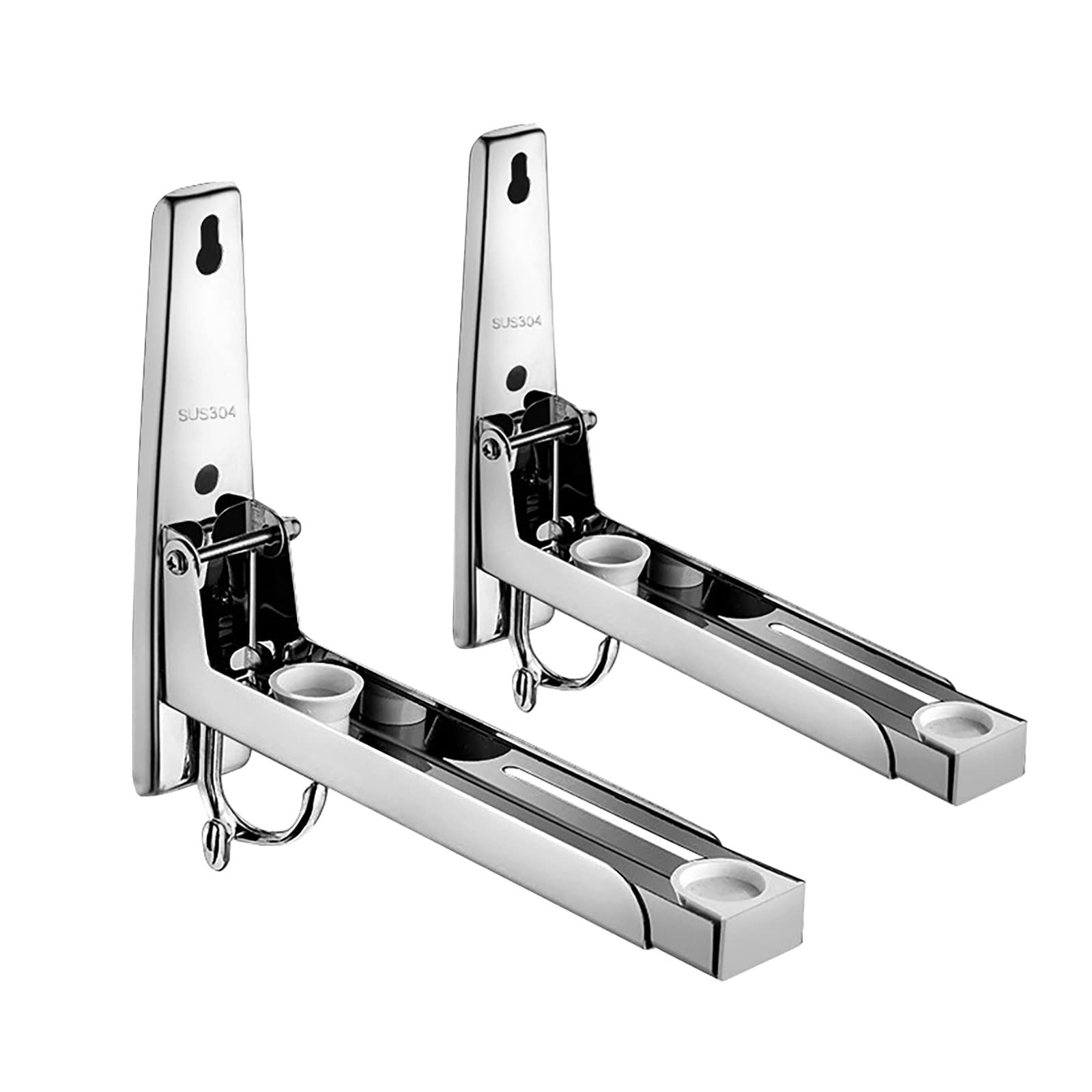 MEETOZ Stainless Steel Microwave Oven Rack,Retrackable Foldable Microwave Oven Wall Mounted Stand Holder Rack Bracket with Removable Hook
