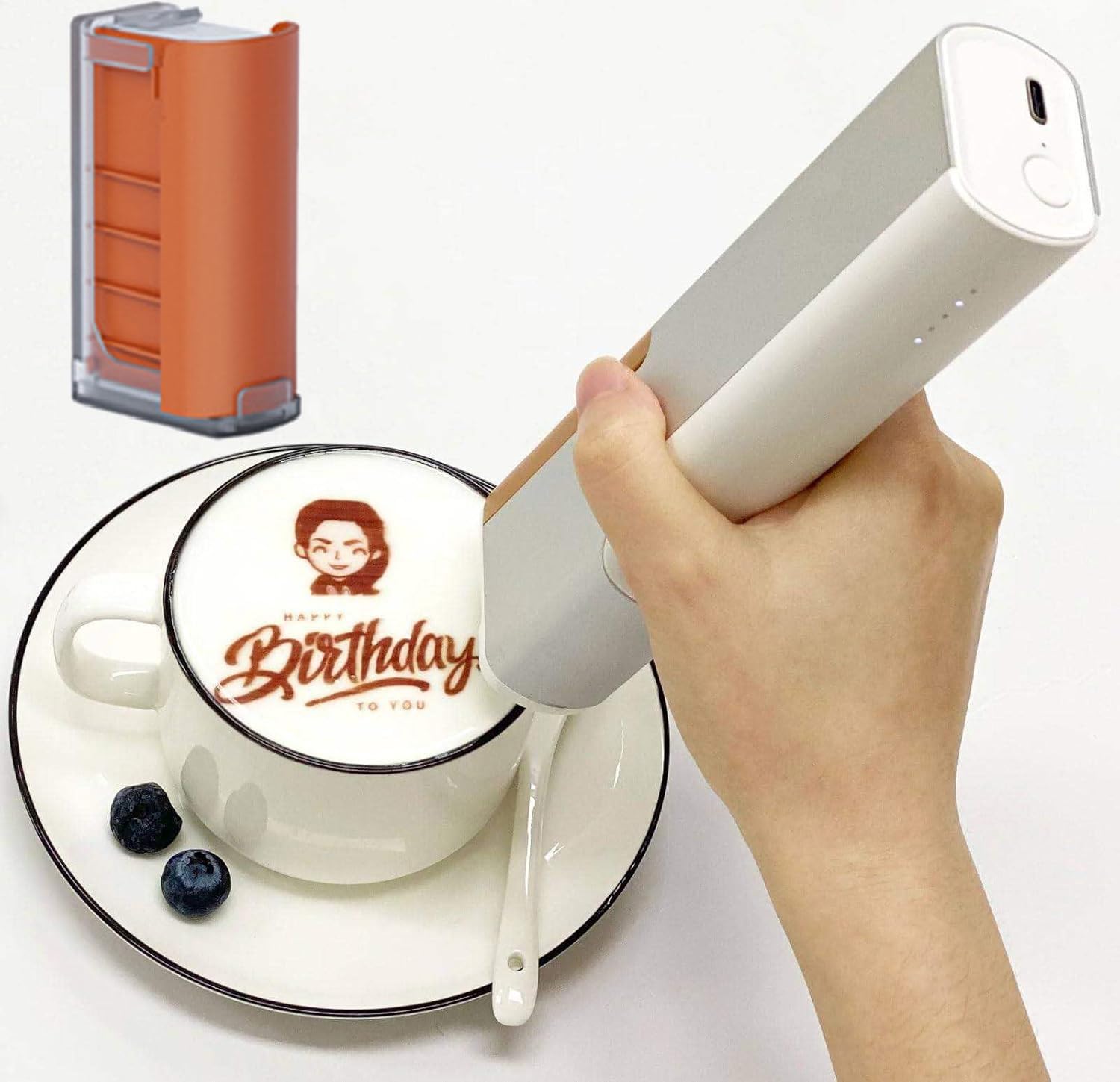 Bolígrafo portátil de inyección de tinta comestible, impresora de mano para pasteles, café, impresión de logotipo y patrón, para café, pasteles, galletas, pan, macarrón, chocolate, decoración de