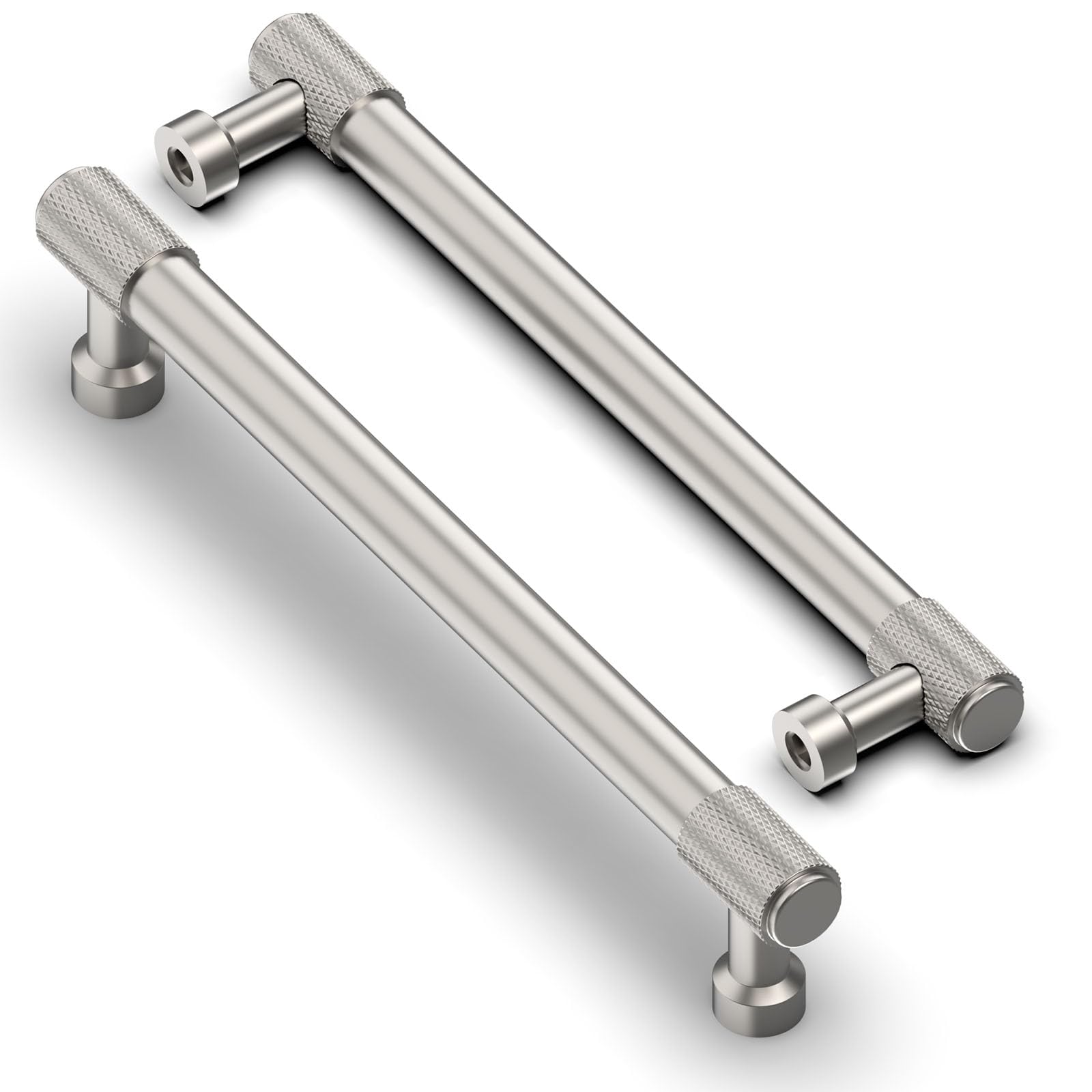 Asimerdeco 10 Pack Brushed Satin Nickel Knurled Cabinet Pulls 6.3 Inch(160mm) Kitchen Cabinet Handles Cabinet Hardware Drawer Pulls