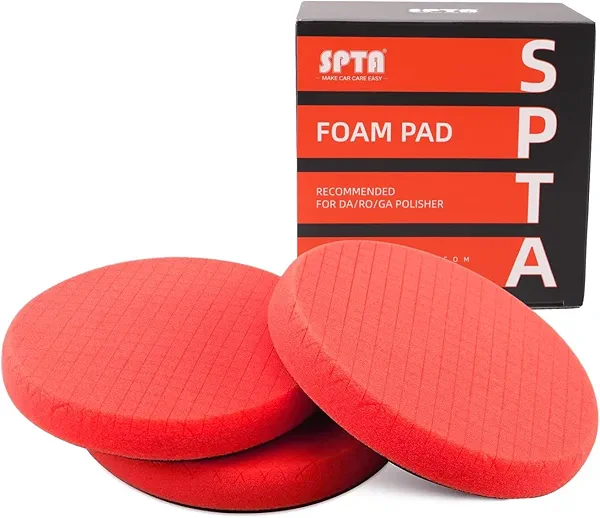 Red Finish Polish Pad, 3Pcs 5 Inch Buffing Polishing Pads for 125mm Backing Plate Compound Buffing Sponge for Car Buffer Polisher Compounding, Polishing and Waxing