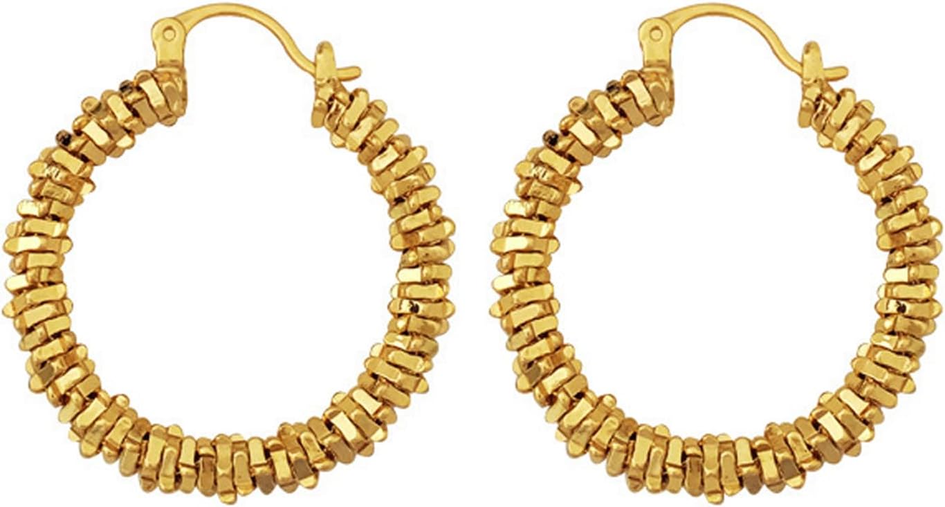 18K Gold Hoop Earrings for Women Gold Earrings for Women Gold Earrings Hoops Irregular Nugget Gifts for Women 30mm