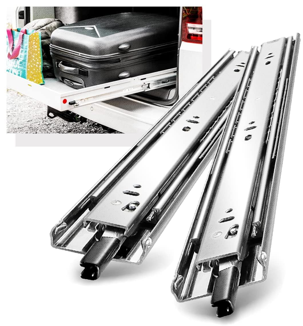 with Lock Heavy Duty Drawer Runners Slides Full Extension 300 350 400 450 500 550 650 700 800 850 900 950 400mm Ball Bearing Rails Track Guide Glides 68kg 1pair (with Lock, 16 inch(400mm))
