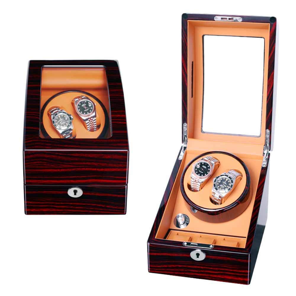 YNIYUJKL Watch Winders Automatic Watch Winders Box With Leather Pillows Quiet Motor 5 Rotation Modes Wooden Automatic Winding Electric Motor Watch Winder Storage Display,D-A