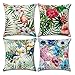 BECOSIM - Juego de 4 fundas de cojín de lino de algodón con diseño de flamencos y funda de almohada cuadrada sin relleno para sofá, dormitorio, oficina, silla, coche, 45 x 45 cm