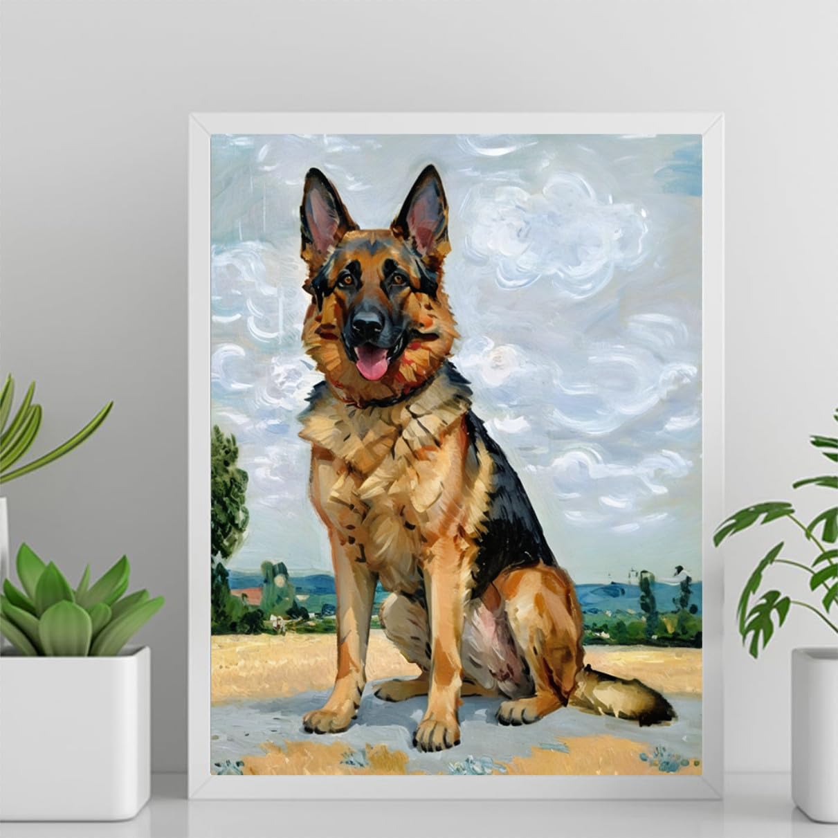 DIY Oil Painting by Number German Shepherd Dog Painting by Numbers for Beginners,Acrylic Paint Crafts for Home Decor 12x16inch(30x40cm) Frameless