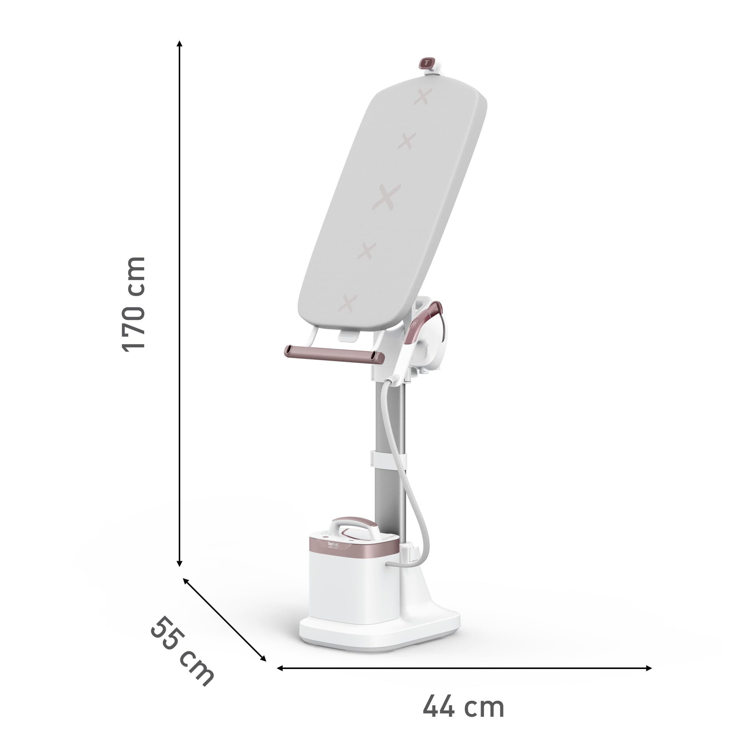 Tefal IXEO Vision All-in-One Dampfglätter, mit Multipositionsbrett, Dampfabgabe von bis zu 80 g/min, Dampfstoß von 200 g/min, integrierte LED-Technologie, abnehmbare Basis, Weiß/Zimtrosa, QT1811E0