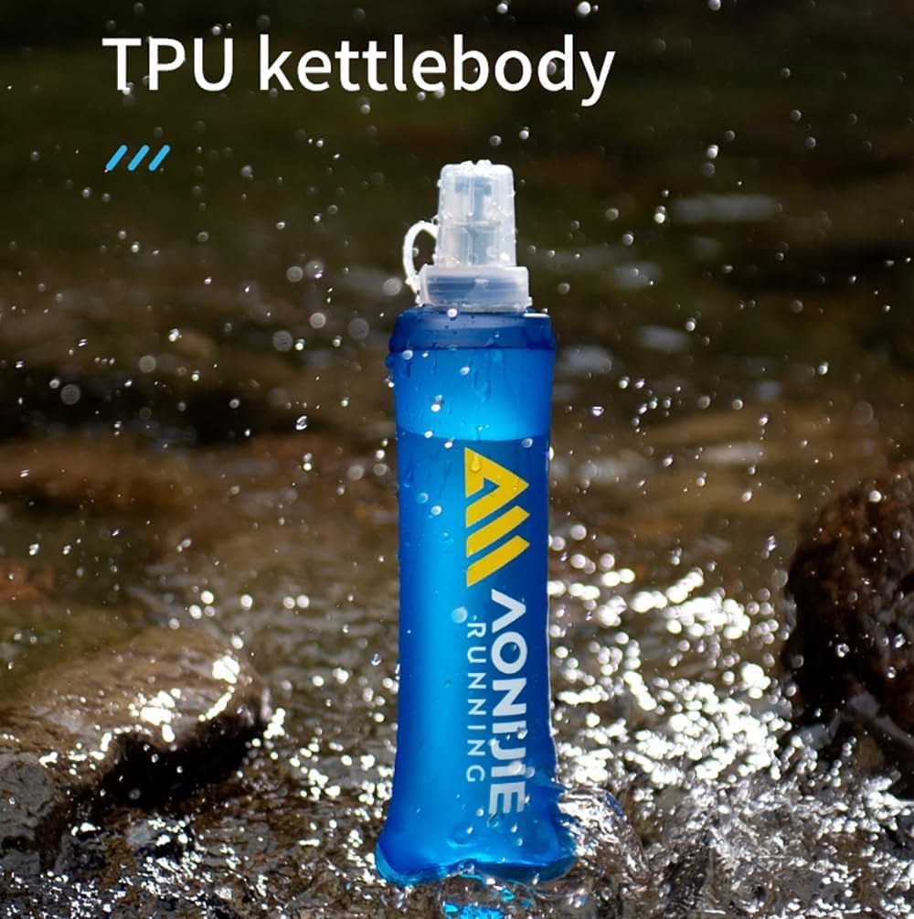 AONIJIE TPU Soft Flask Water Bottle Collapsible Running Flask for Hydration Pack, BPA Free, Wide Opening, for Outdoor Sports Hydration - Image 4