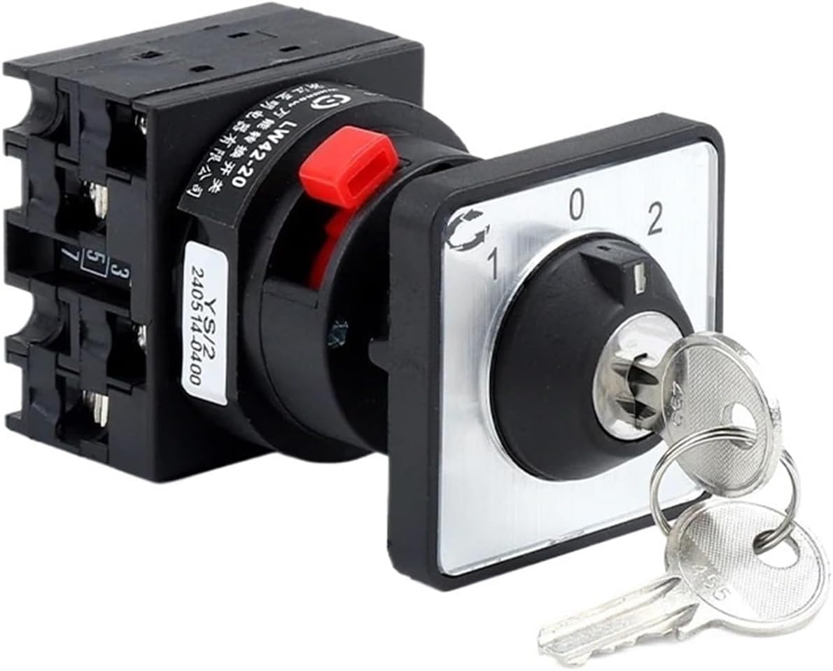 LW42-20YS3 Rotary Switch with Key Two/Three Positions Knob Cam Selector1-5 Poles YMW42-20A(5Pole20Terminal-01)