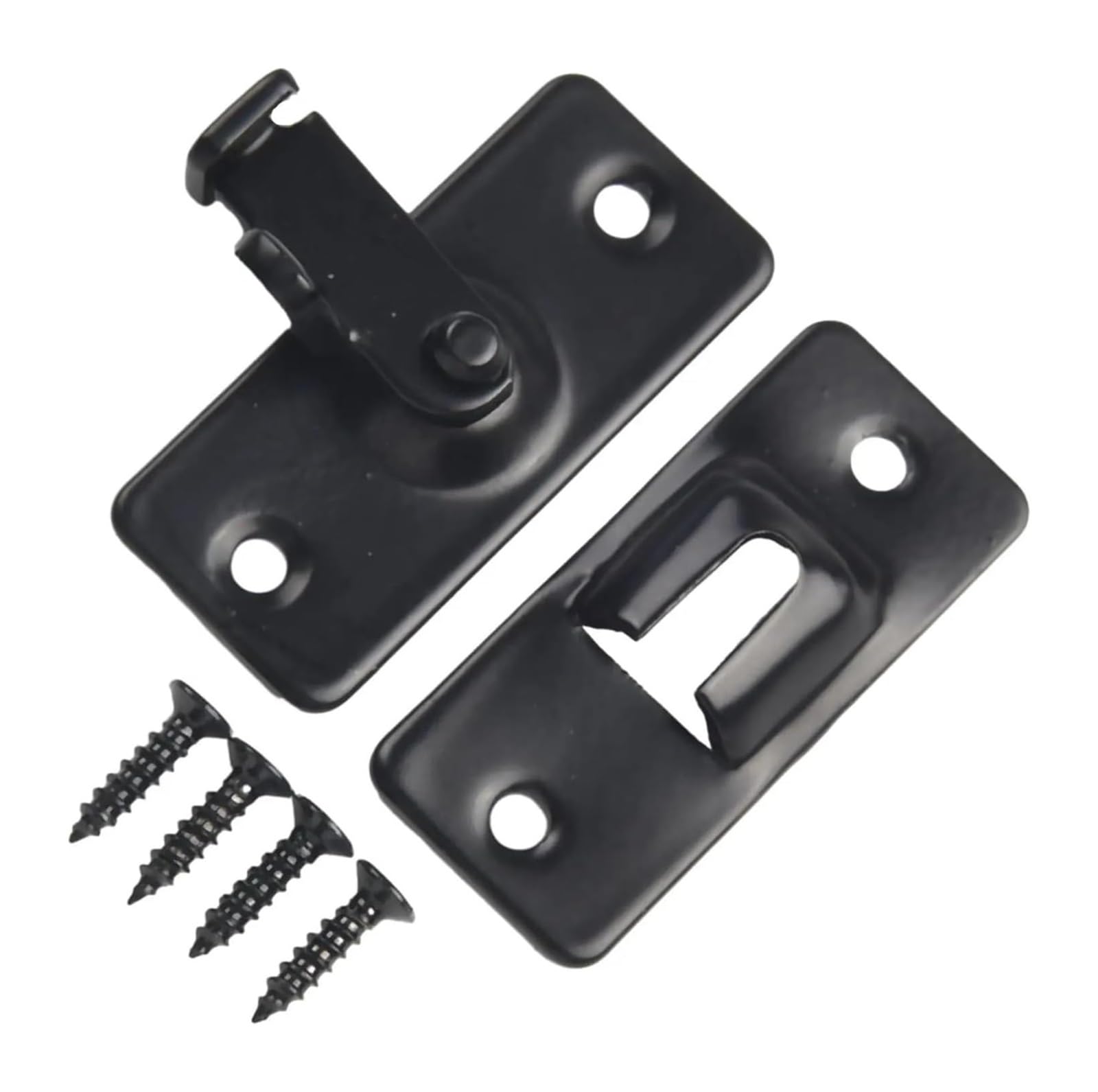 Door Lock Bolt, Door Lock Slide Gate Latch 2Pcs Stainless Steel Silver Black for Casement Cabinet Security(Black)