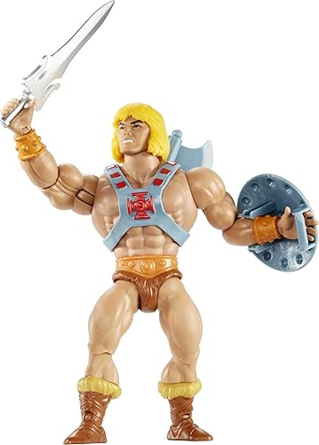 ​Masters of The Universe Origins Action Figure He-Man 5.5 Inch 1980s Motu TV Hero Toy, Detailed Design with Harness, Sword, Axe & Shield
