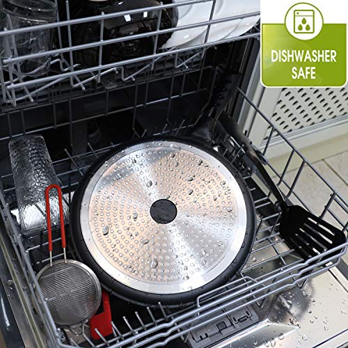 S·KITCHN Crepe Pan Nonstick Die-cast Aluminum Non-stick Induction Compatible Flat Tawa Griddle - 11Inches