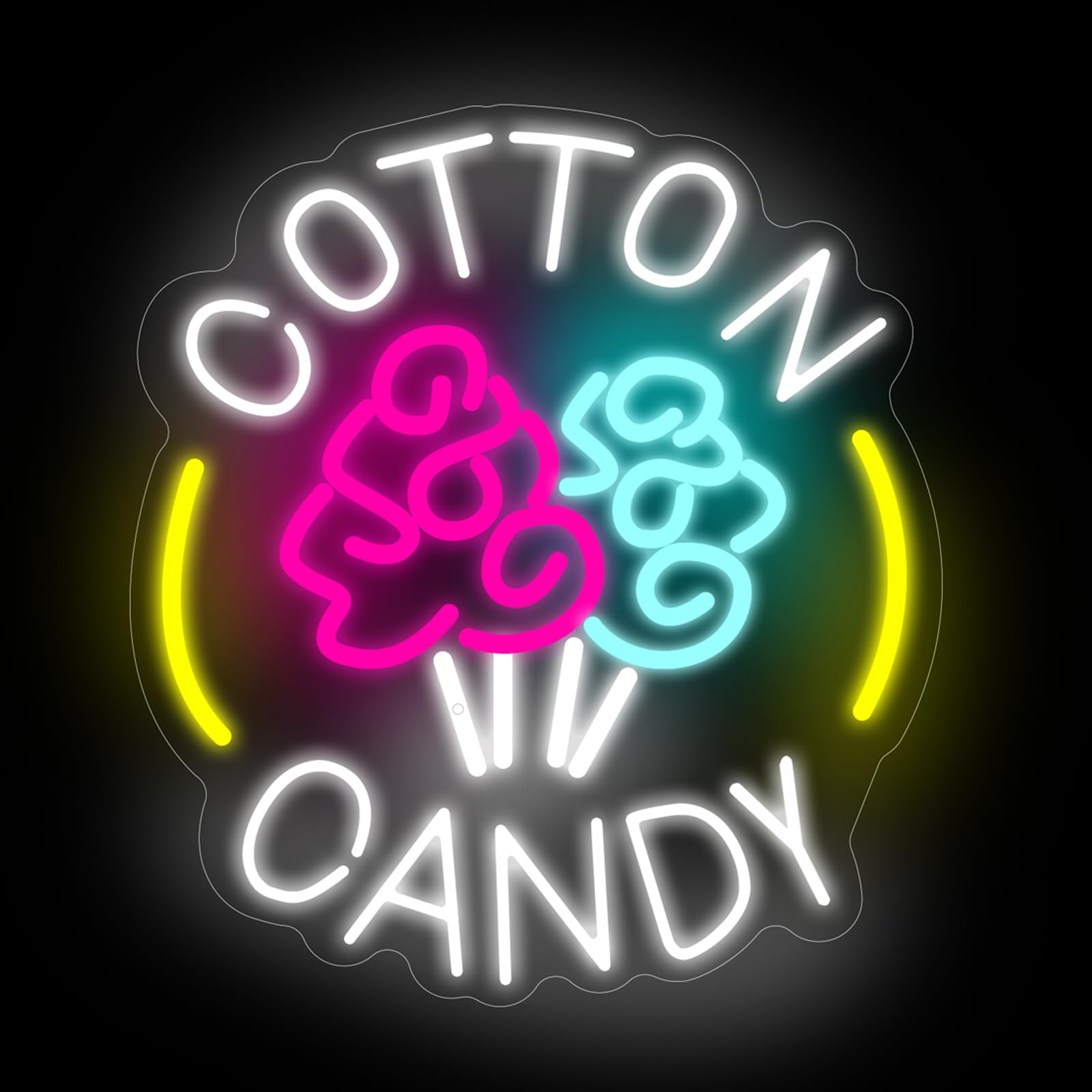 Cotton Candy Shop Insegna al neon Lollipop Cibo Luce a Led Casa Parete Cucina Decorazione Caffè Bar Negozio Decorazione, Dessert Business Light Up Segni Candy Party Decorazioni per Uomo Caverna Bar