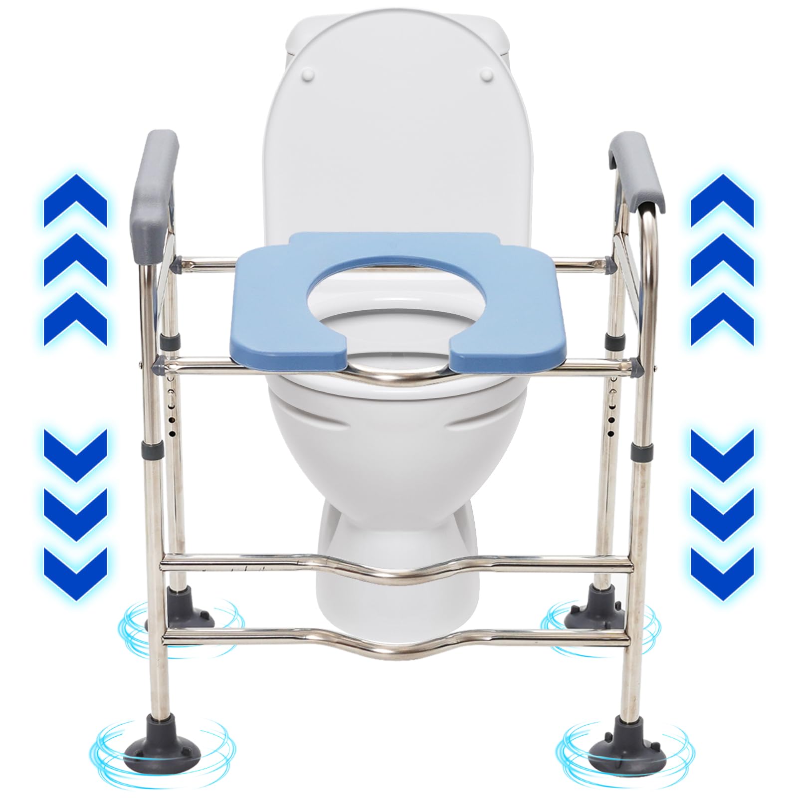 Rialzo per WC per adulti, con braccioli, rialzo del sedile WC dopo l'ascensore, sedia WC regolabile in altezza