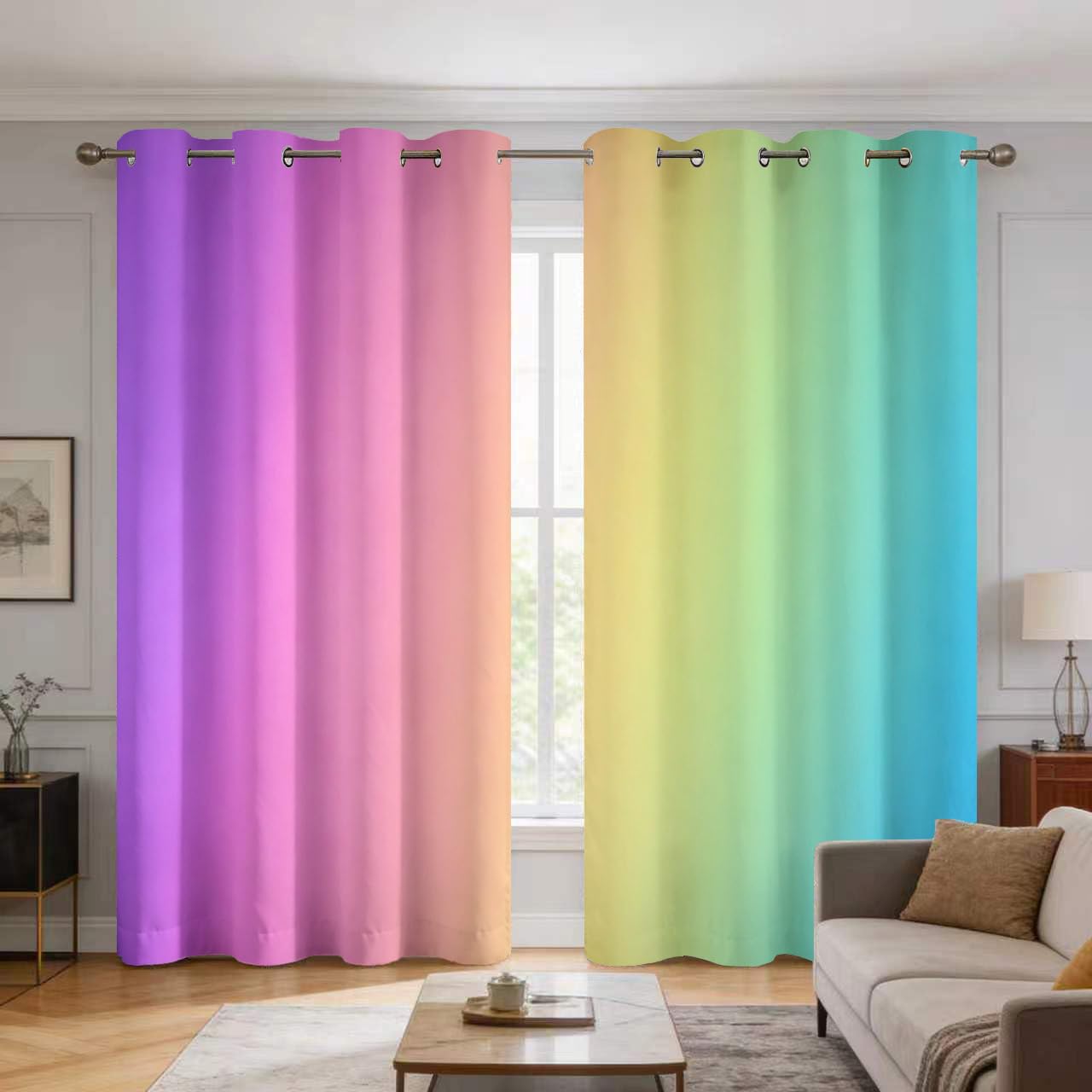 Multicolor Rainbow Curtains 52 X 84 Decor 2 Panels