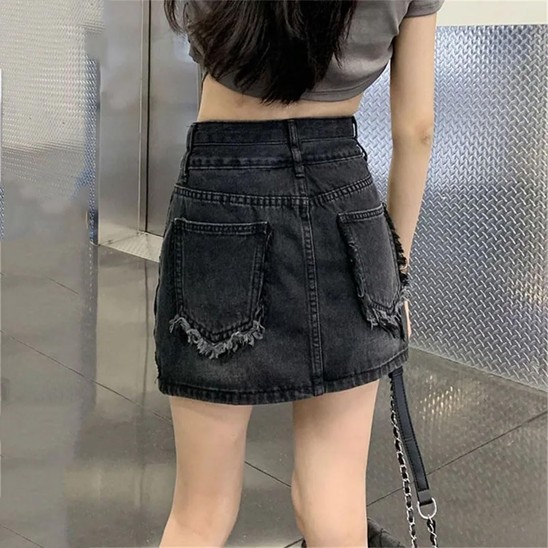 Adhdyuud Gonna da donna in denim con bordo grezzo Y2k sexy jeans skorts vintage casual minigonna