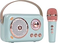 Vista 1 de Altavoz Bluetooth portátil con micrófono, juego de altavoz Bluetooth retro con máquina de karaoke para el hogar, máquina portátil de karaoke