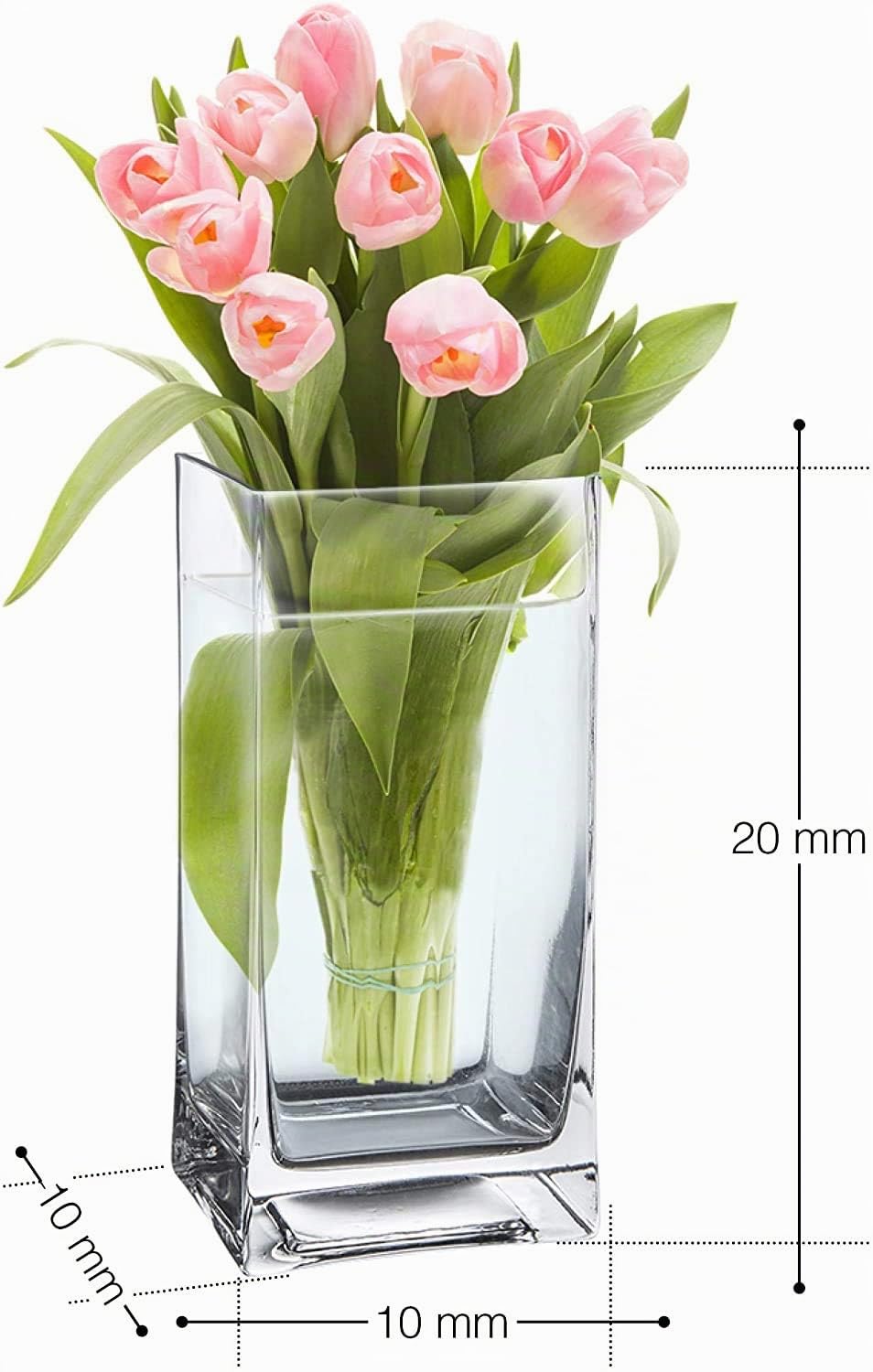 Casa Vivente Blumenvase aus Glas mit Gravur, Motiv Tauben, Personalisiert mit Namen und Datum, Dekoration, Hochzeitsgeschenk für Brautpaar