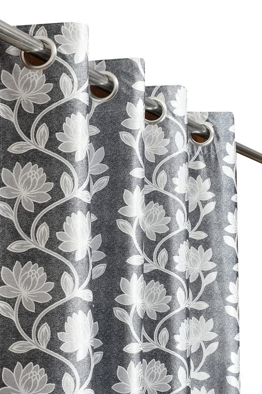 RED RIBBON DECOR Attractive Designer Flower Printed Room Darkening Long Door Eyelet Curtain Panel Parda for Drawing Room, Living Room/Bedroom (Grey, 8 Feet) - Pack of 2 (B0BT9ZGKP9) Amazon Price History, Amazon Price Tracker