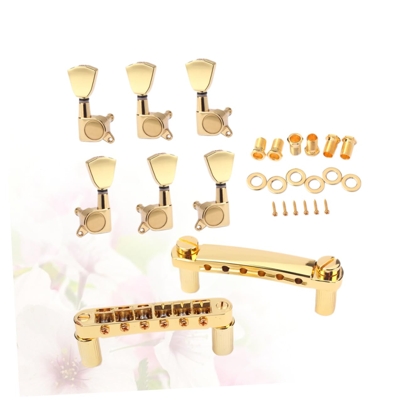 Goldener Gitarrensteg mit 3 Linken und 3 Rechten Stimmwirbeln für Ukulele und E-gitarre