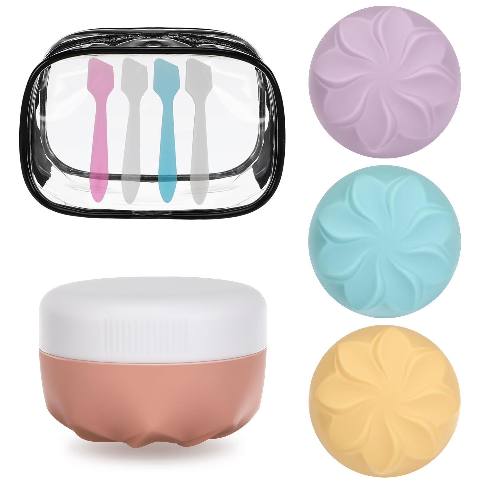 Pavlleen 4 Pezzi vasetti per crema da riempire, 30 ml Barattoli per Crema in Silicone, con bustina trasparente, accessori da viaggio/accessori da viaggio, per cosmetici, creme, lozioni