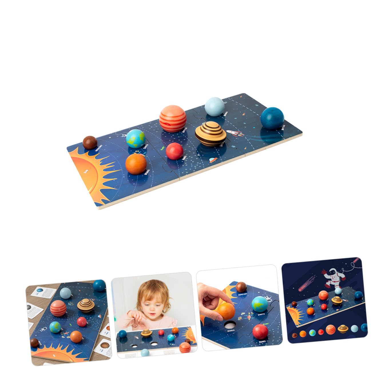 Mikinona Puzzle per Riconoscimento Colori e Sviluppo Creatività in Legno Pianeti Solari Gioco Educativo per Bambini per Apprendimento Precoce
