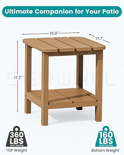 Miniatura 3 de SERWALL Mesa auxiliar doble Adirondack rectangular, color marrón