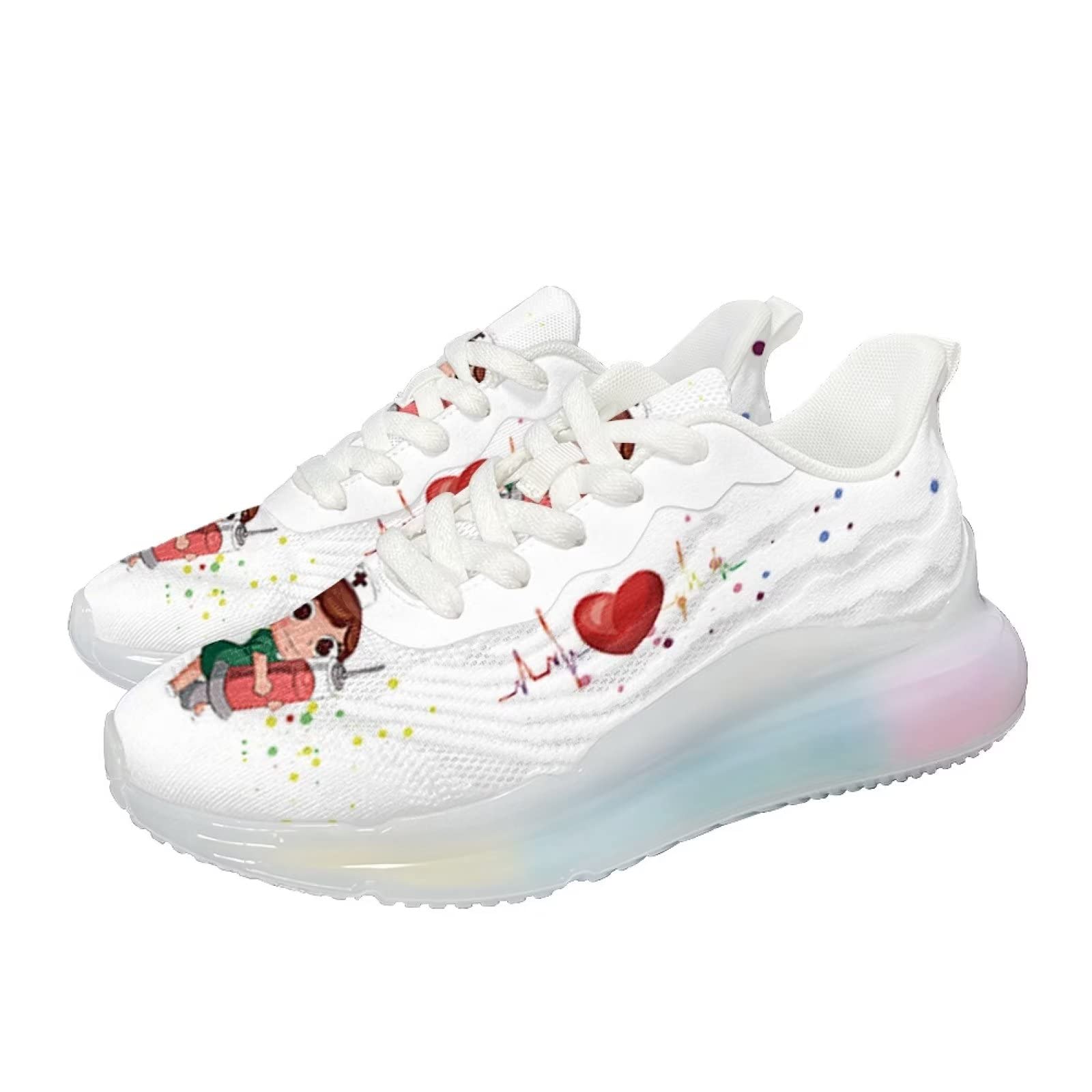 Damskie buty sportowe nastolatki sportowe sportowe wsuwane trampki damskie buty treningowe oddychające lekkie buty do biegania, Pielęgniarka Print 13, 36 EU