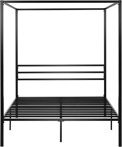 Miniatura 17 de SHA CERLIN Base de cama con dosel, tamaño matrimonial, base de colchón con soporte de listones de metal, no necesita somier, fácil montaje, color