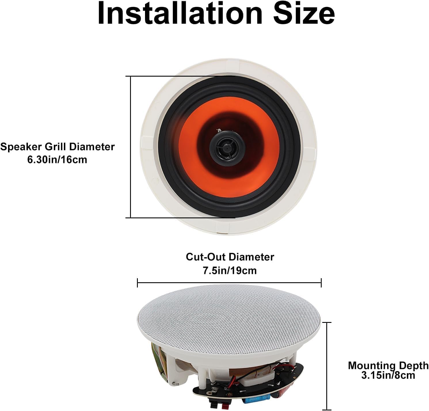 Herdio Enceintes Plafond Bluetooth 600 Watts 6,5 Pouces 4 Haut-parleurs