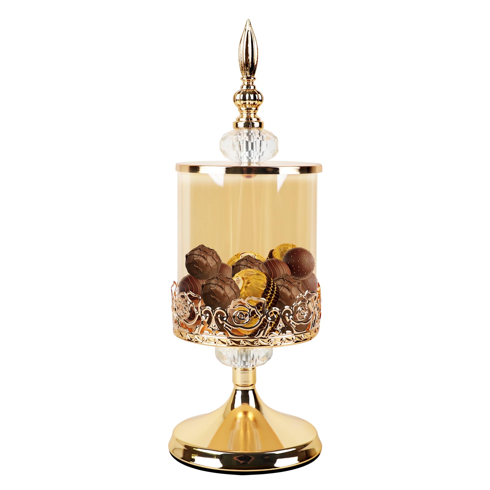 Apothecary Jars with Lids Vintage, 13 inches Glass Candy Jars with Lids for Candy Buffet, Kitchen, Wedding & Home Gold Decor