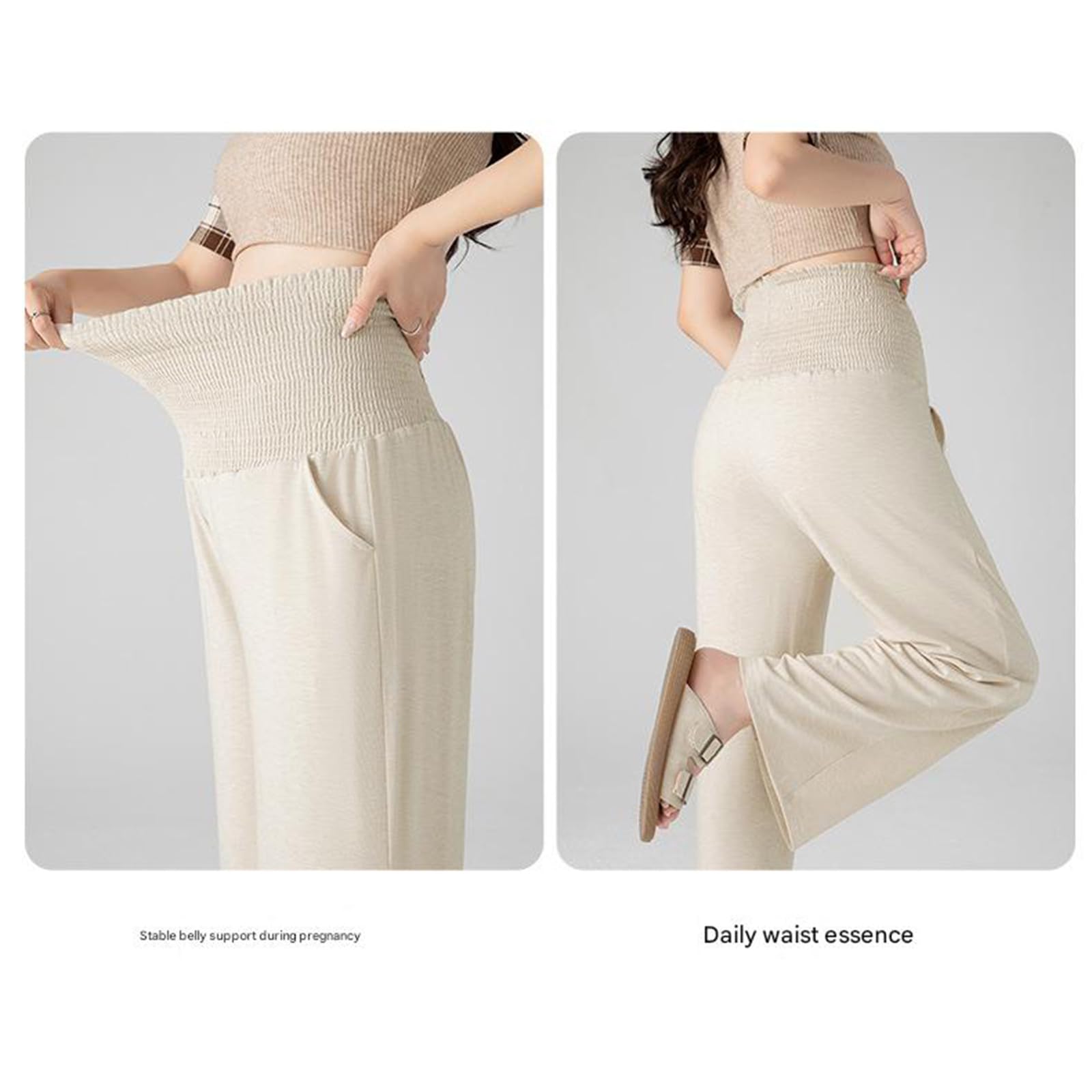 Pantalon de maternité large élastique ventre respirant polyester pour la grossesse confort printemps automne vêtements loisirs automne