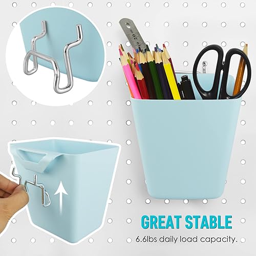 Miniatura 2 de G.CORE Paquete de 6 vasos grandes para tablero de clavijas, con ganchos, con forma de caja cuadrada, accesorios para garaje, banco de trabajo, sala