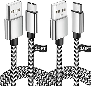 USB C Cable 10FT 2Pack Type C Phone Charger Cord for Samsung Galaxy A01 A02s A10e A11 A12 A21 A32 A42 A50 A51 A52 S9 S10 S20 FE Note 20 Ultra S21,Moto G Stylus Power G7 G6 Z4,LG Stylo 6 G7 G8 Thinq